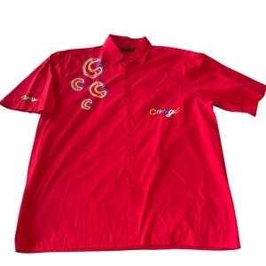 COOGI Shirt Mens 3XL Red Embroidered Big Logo Button Down Vintage Y2K Streetwear